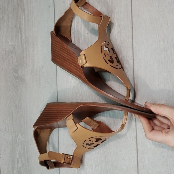 Tory Burch Womens "Like New" Zoey Ankle Leather Wedge Sandals shoes sz 9M - Picture 10 of 11